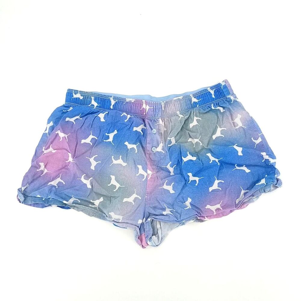 Victoria's Secret PINK pastel pajama shorts Small Boxer Shorts Iconic Dog Print